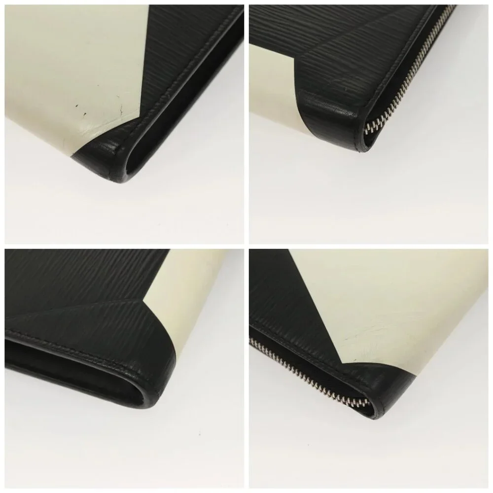 LOUIS VUITTON Epi Pochette Jules GM Clutch Bag Black White M63295 LV Auth 133695 - Picture 14 of 16